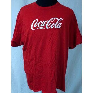Delta Pro Weight Mens 2XL Red Coca Cola Coke Classic Spellout Cotton T-Shirt